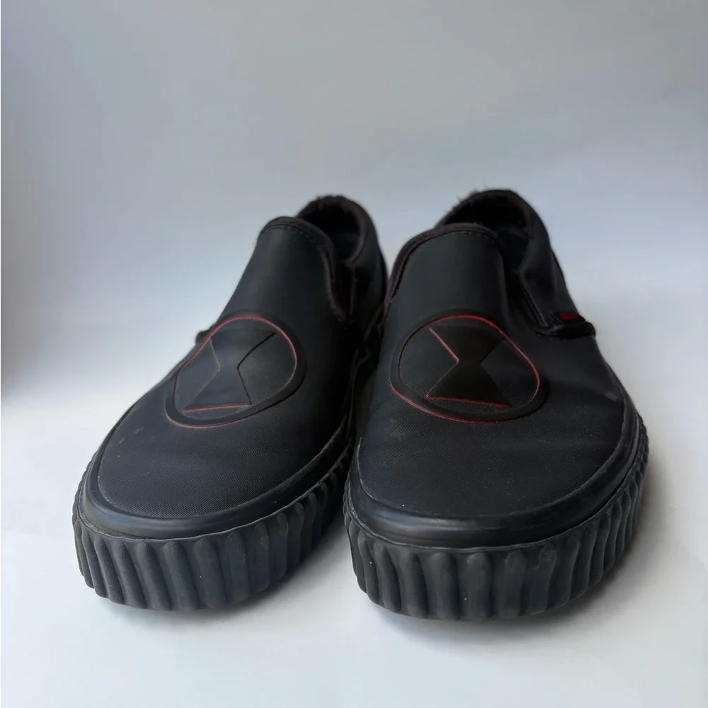 Vans Black and Red Marvel Slip-On Sneakers